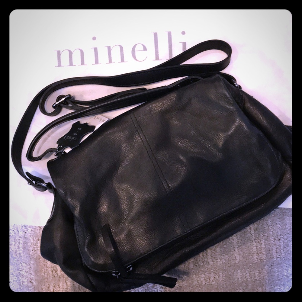 Minelli Cross-body leather satchel